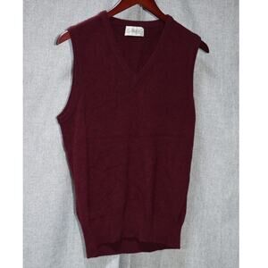 Dopio Burgundy Lambswool V-Neck Sweater Vest Size 38